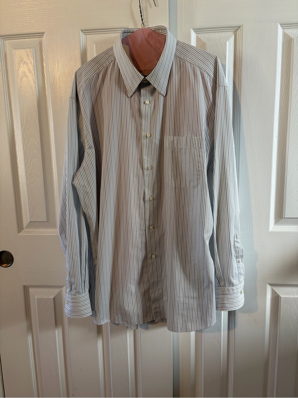 Men's Ermenegildo Zegna Classic Striped Dress Shirt White, Blue & Black Stripe
